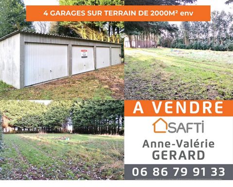 Located at the exit of the charming town of Fougerolles du Plessis, set of 4 garages on land of approximately 2000m² Interior dimension of a garage: 3.35m x 5.40m Land located in a quiet area, hidden from view because it is bordered by large trees. O...