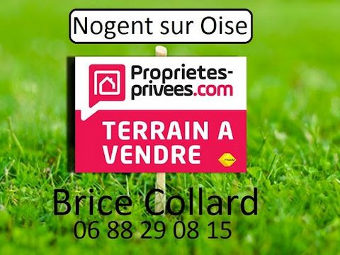 60180 NOGENT SUR OISE Magnificent flat and rectangular building land Brice Collard offers you this large and rare land, located outside the perimeter of the building of France! Free of builders: Building land of about 1100m2 set back from the street....