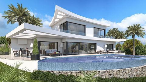 Modern new build villa with sea view for sale in Pego. The property consists of 2 floors, there is a living dining room with a fully equipped open kitchen, a guest toilet, 2 double bedrooms with en suite and a master bedroom with en suite and walk-in...