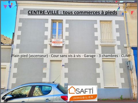 En plein CENTRE-VILLE de DESCARTES, à deux pas de tous SERVICES du quotidien, une belle MAISON de ville vous ouvre ses portes. Sur près de 110m² utilisables aussi facilement qu'un PLAIN PIED (Ascenseur), découvrez une profitable cuisine aménagée/équi...