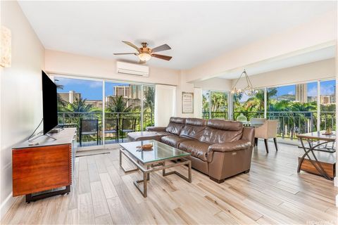 Fully furnished corner unit at well known the only beachfront condominium in Waikiki. Being fully remodeled in 2017, the unit is in excellent condition with updated and stylish kitchen and baths. Split A/Cs, microwave, oven, refrigerator, washer, dry...