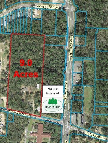 This 9-acre parcel is located just off of University Parkway between Davis Highway and Nine Mile Road. This is a great location for a medical office, senior living, multifamily or other uses. Current zoning is COM (commercial) and HDMU (high density ...
