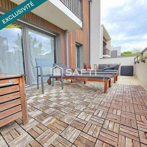 Deux pièces avec 17 m2 de terrasse et un parking sous-sol.