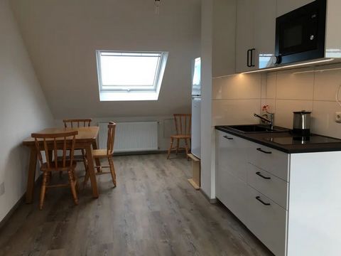 In this stylish 1-bedroom attic apartment the last modernization took place in 2019. At your disposal is also a fitted kitchen, and front garden for shared use. The express bus X920 brings you directly in 40 minutes to the subway station 