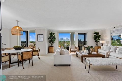 Reimagined full-floor Villas of Sunset Lakes Condominium (Level 6 of just 7 residences), sited on the waterway with sunrise to sunset views of the ocean/city and beyond. A gallery foyer opens to an expansive, light-filled floorplan with east and west...