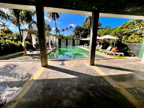 Villa de 1 habitacion ubicada en residencial villa diva  con un jardín pequeño piscina común  A 5 minutos de playa popy  amueblada con terraza vista al jar    