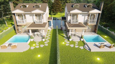 Villas triplex neuves à Koycegiz Villas individuelles ou jumelles Piscine privée Chambres sur le toit Jardin Balcons Unique Design Les portes sont laquées, les armoires de cuisine sont laquées Chauffage par le sol Volets roulants électriques portes e...