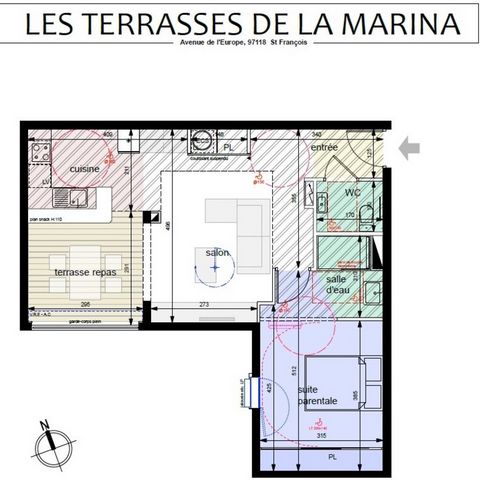 Dpt Guadeloupe (971), à vendre SAINT FRANCOIS appartement T2 de 55,47 m²