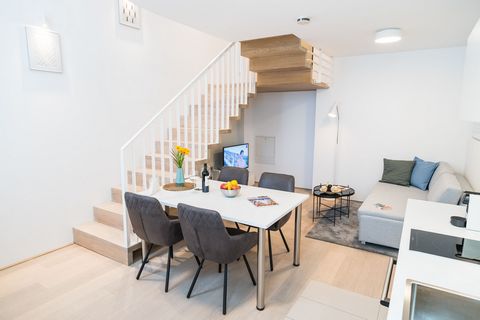 This stylish and homey apartment offers space for 5 people, on a 69 square-meter space, with one double bed in a lovely gallery space, one double bed in the bedroom and a single convertible sofa in the living area. The bathroom features a big shower,...