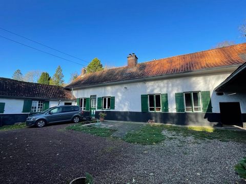 Ref 4379 EXCLUSIVITY! Typical farmhouse to be reinforced with courtyard and outbuildings located in a pretty village in the Canche valley, between Hesdin, Frévent and Saint Pol sur Ternoise: Living room with wood stove - kitchen with dining area - li...