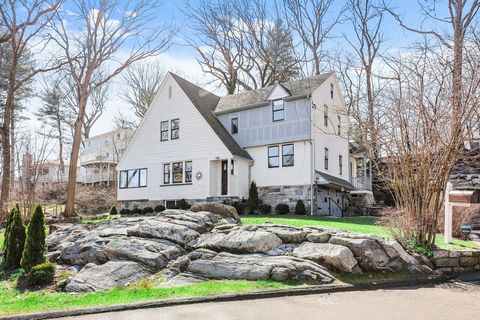 Stylish three-bedroom Tudor sits atop an exquisitely landscaped property with entertaining terraces and decks in desirable Cos Cob neighborhood near schools, shops and park. Home includes chef's kitchen, two full baths with radiant floors, and a half...
