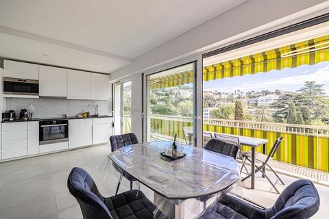 Willkommen in unserem angenehmen Apartment in einem eleganten Wohngebäude. Entspannen Sie sich und genießen Sie sonnige Tage auf der großzügigen Südterrasse mit Gartenmöbeln und freiem Blick über Cannes. Profitieren Sie von modernen Einrichtungen für...