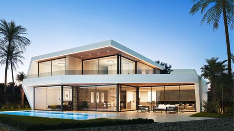 Construction project with building licence of a new build Passive House villa with sea views for sale in Benimeit Moraira on the Costa Blanca of Alicante in Spain. South facing,  493.19 m2 built on a plot of 908 m2 distributed over 2 floors + open pl...