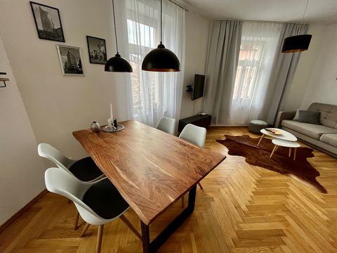 neu apartment in the district of Gohlis This recently modernized apartment, with higt quality furniture, is located in the north of Leipzig. In 10 min you can take the train to the city center or to the Leipzig Trade Fair. The two bedrooms are each e...