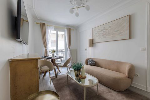 This beautiful apartment is located on the 2.5th floor of a charming, typically Parisian building without an elevator. It consists of: A separate, fully equipped, and functional kitchen: refrigerator, stovetop, kettle, coffee machine, toaster, oven, ...