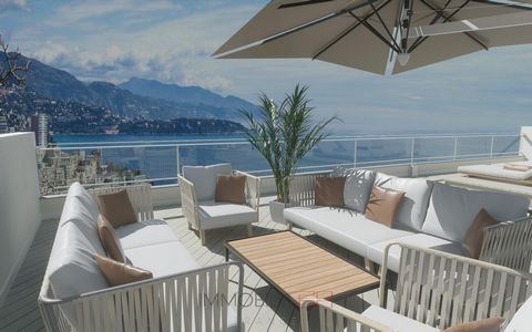 In der obersten Etage einer Luxusresidenz mit Swimmingpool am Eingang zu Monaco befindet sich eine prächtige 3/4-Zimmer-Wohnung von 93 m2 Carrez mit einem atemberaubenden Blick auf das Fürstentum Monaco und das Meer. Wohnung, die in 2, 3 oder 4 Zimme...