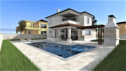 Location: Primorsko-goranska županija, Vrbnik, Vrbnik. A detached villa with a swimming pool and a large garden under construction in the vicinity of Vrbnik is for sale! The villa has an area of 137m2 and extends over two floors - ground floor and fi...