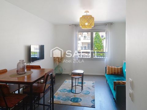 Appartement 2 pièces avec un séjour, une chambre, une salle de bains et une cuisine.