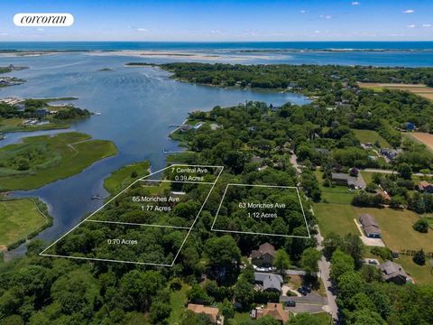 Best investment opportunities west of the canal to renovate or build new with beautiful water views. First offering 4 separate lots totaling almost 4 acres. 65 Moriches Ave, East Moriches 1.77 acres with 5 bedroom, 3 bath house with formal dining roo...