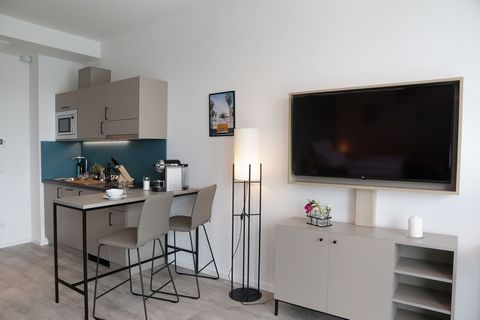 Newbuilding - We open on July 1st, 2021! The apartments have an equipped kitchenette with crockery, cutlery, cooking utensils and glasses, toaster, kettle, microwave, stove with 2 hotplates, fridge with freezer compartment, Nespresso machine, desk, l...