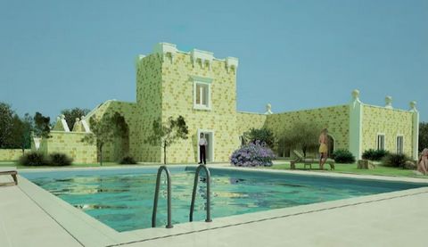 Project for new construction of an ancient Masseria style Villa with courtyard, pool and various lounge areas of typical Salento style, 5 min from Latiano, a municipality with services and stores, within an estate with vineyards. The villa will be bu...