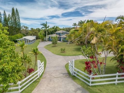Discover the perfect blend of sustainability and modern luxury at this exceptional Haiku estate. Set on over two acres of lush tropical land, the property features a 4-bedroom, 3-bath main home (2,744 sq ft) and 3-bedroom, 2-bath ohana (1,000 sq ft)....