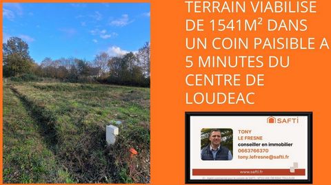 TERRAIN VIABILISE DE 1541M² DANS UN COIN PAISIBLE A 5 MINUTES DU CENTRE DE LOUDEAC
