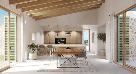 Plans for the construction of a house in Sineu , in the centre of Majorca, in a plot of over 14,000 sq.m. The house of 326 sq.m is all on one floor and is designed in a U-shape with a central swimming pool. The property offers three bedrooms all with...