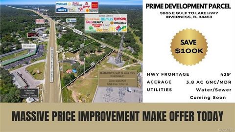 This large and rare 3.8 acres of land zoned GNC Commercial features 429’ of Highway frontage on SR 44 (29,500 AADT) just West of the signalized intersection at Independence Hwy. This location offers high visibility and ingress and egress from both Ea...