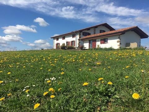 30 minutes from the Basque coast, in a dominant position and without neighbors, old farmhouse of approximately 365 m² remarkably renovated as a whole on a plot of 2908 m² enjoying a superb 360° view of the Basque mountains and the mountain range. Pyr...