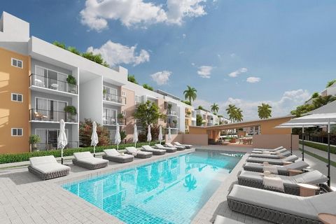 Apartmentprojekt in Bávaro, Punta Cana, mit insgesamt 37 Gebäuden mit 3 Ebenen und 4 Wohnungen pro Ebene für insgesamt 12 Einheiten pro Gebäude. Preise ab 72.000 US$ und ab 65,3 m2. ERSTKLASSIGE LAGE: - 20 Minuten vom Flughafen entfernt - Zwischen 20...