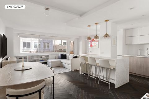 Residence 8DN is a designer renovated, oversized one bedroom (convertible two bedroom) with an expansive private balcony. The extensive, high-quality renovations showcase wide-plank, grey-washed herringbone hardwood floors, a bespoke kitchen, and a t...