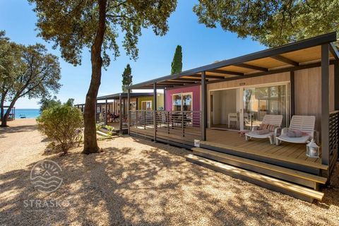 Spacious holiday complex directly on the gently sloping, beautiful pebble beach with modern and high-quality mobile homes. Depending on the location of the mobile home, it is only 50 to 100 meters to the beach, where two sun loungers are available pe...